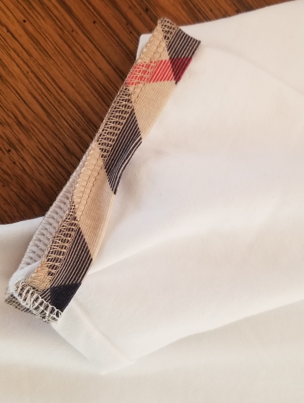 Burberry London White Cotton Top Nova Check Trim 3/4 Sleeve Size M - Picture 7 of 16
